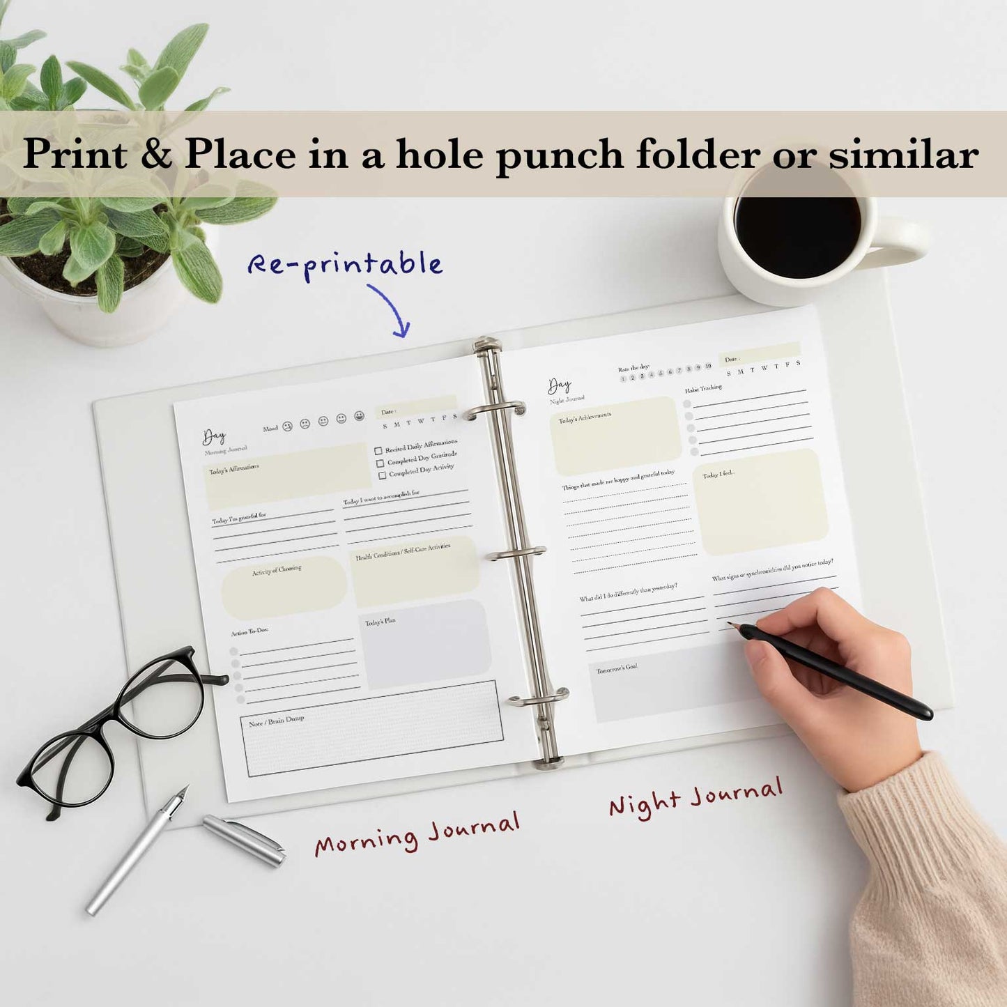 30 Day Affirmation Challenge Package, Digital and Printable Journal and Activities, Gratitude worksheet, Daily Exercise and more