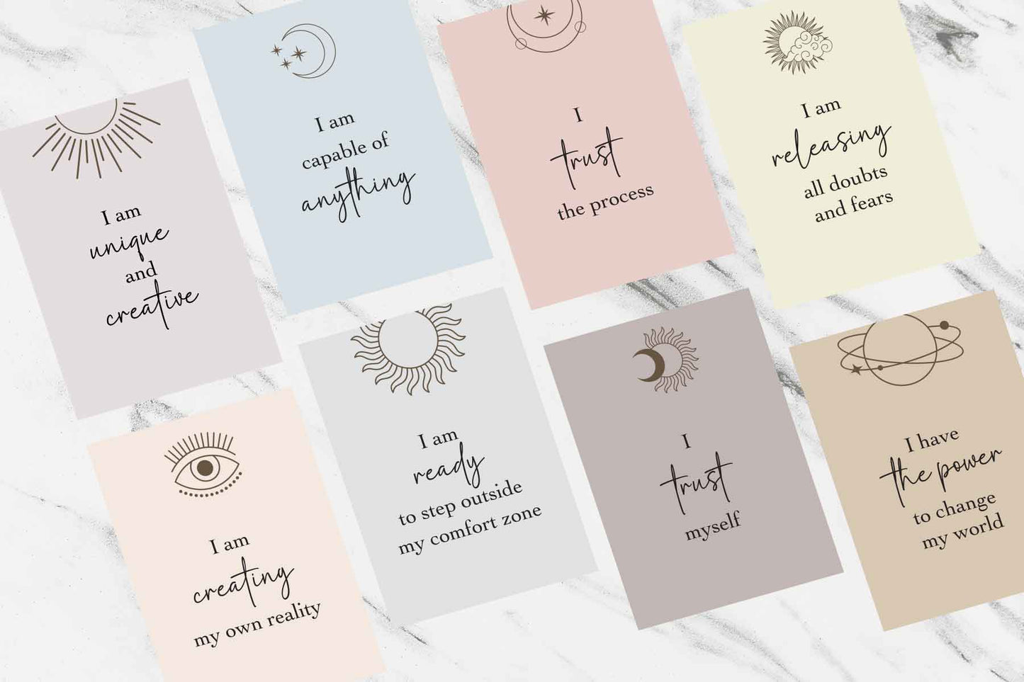 Printable Positive Affirmation Cards 48 Cards for Self Improvement, Mind Rewiring, Help Manifestations