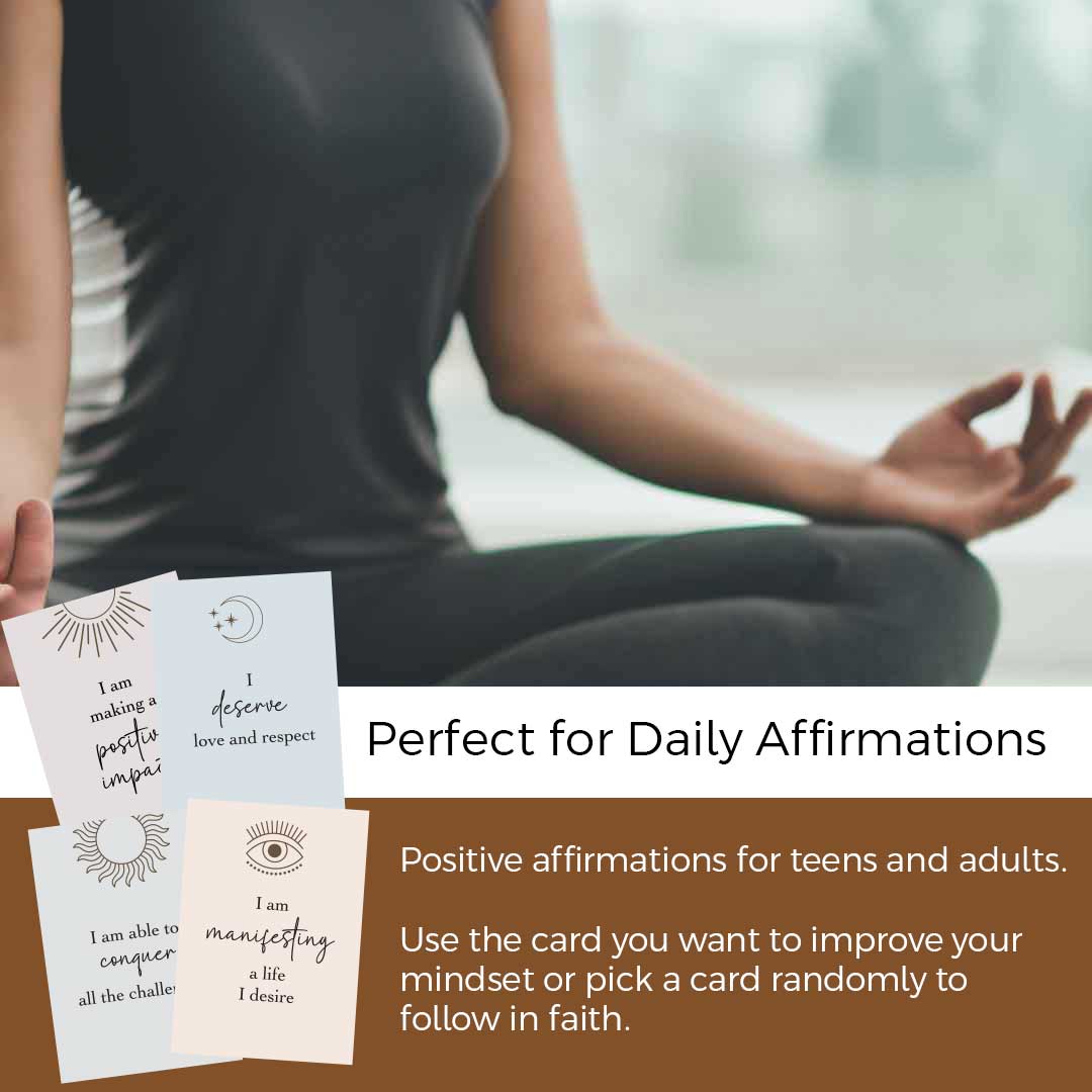 Printable Positive Affirmation Cards 48 Cards for Self Improvement, Mind Rewiring, Help Manifestations
