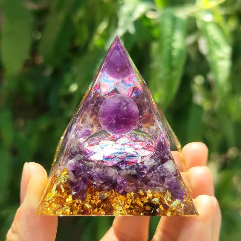 Orgone Pyramid Flower of Life Orgonite Crystal Pyramid