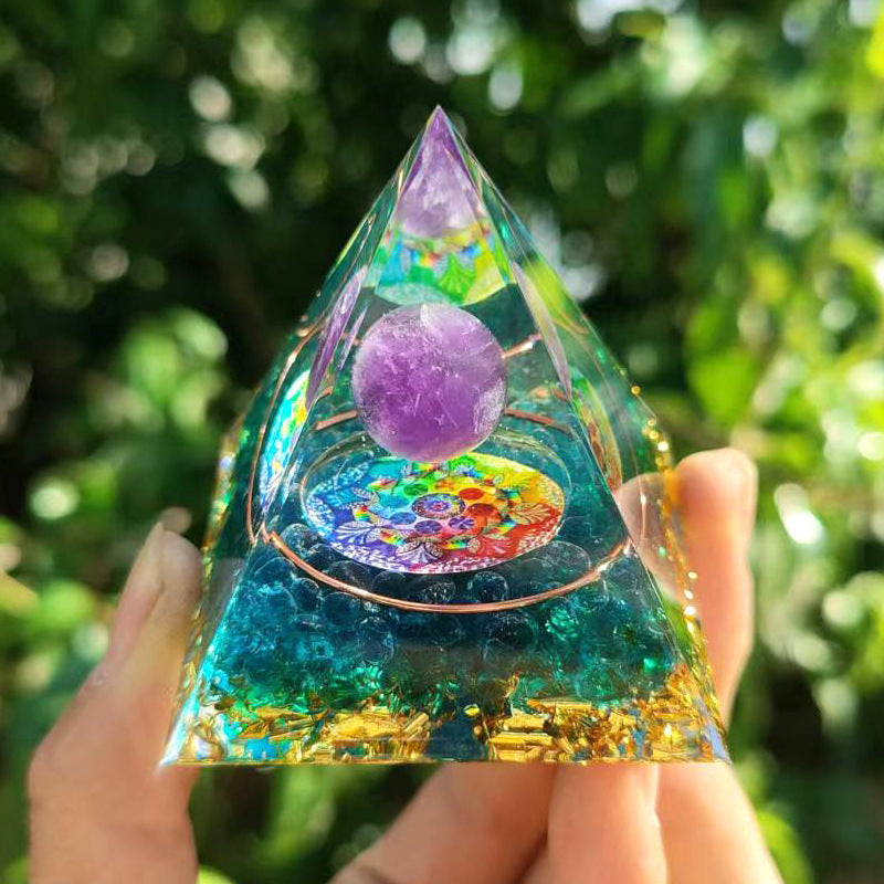 Orgone Pyramid Flower of Life Orgonite Crystal Pyramid