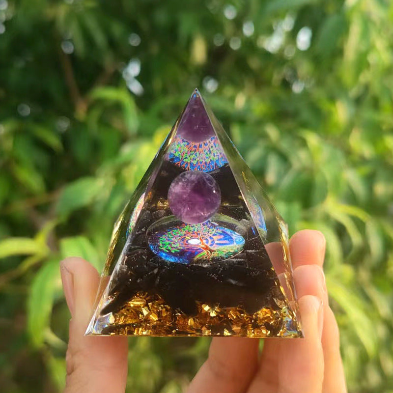 Orgone Pyramid Flower of Life Orgonite Crystal Pyramid