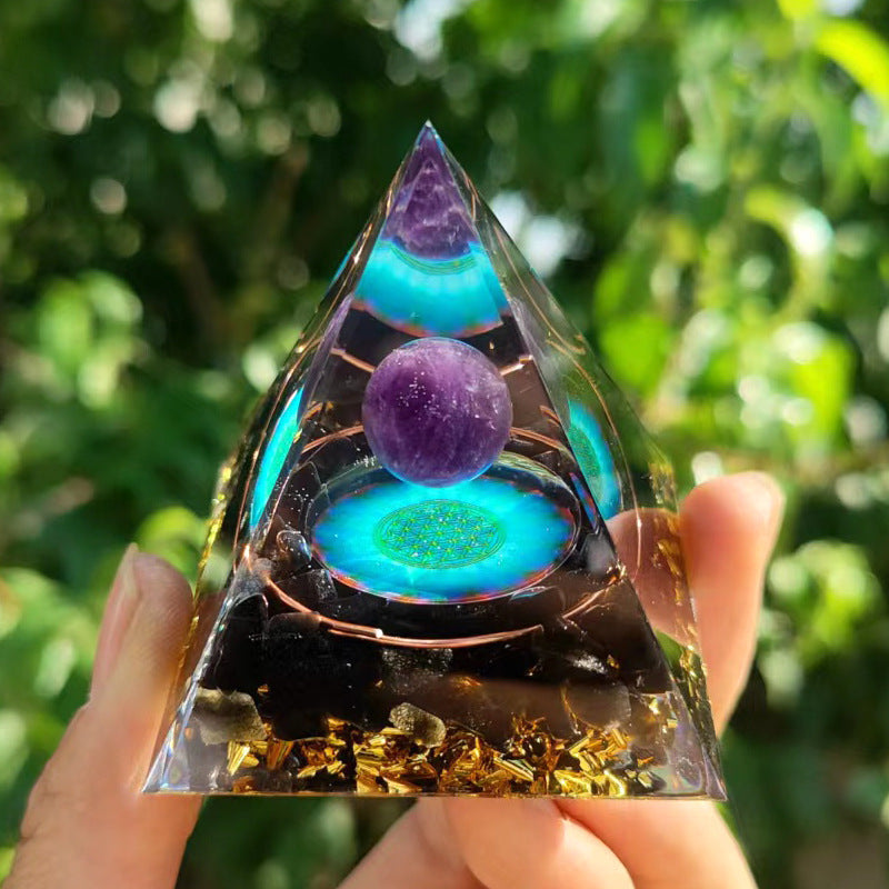 Orgone Pyramid Flower of Life Orgonite Crystal Pyramid