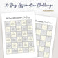 [Printable] 30 Day Affirmation Challenge: Journal and Activities, Gratitude worksheet, Daily Exercise and more