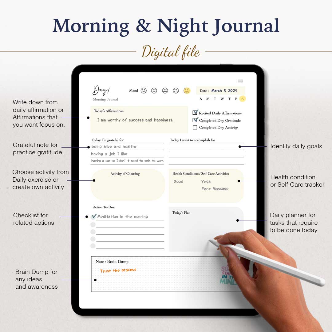 [Digital] 30 Day Affirmation Challenge: Journal and Activities, Gratitude worksheet, Daily Exercise and more