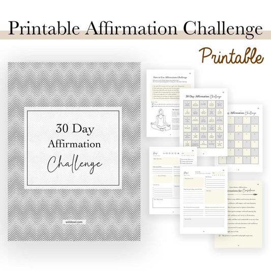 [Printable] 30 Day Affirmation Challenge: Journal and Activities, Gratitude worksheet, Daily Exercise and more